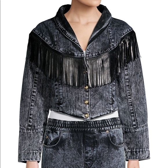 CAROLINE CONSTAS Fringe Denim Jacket - Picture 1 of 15